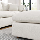 Modway - Commix Boucle rempli de duvet et trop rempli Tissu Ottoman - Ivoire-Coussins en plumes en duvet et en coton