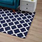 Modway - Lida Treillis marocain Tapis de comédie 8 pi l x 10 pi L - Marine et Ivoire-Protéger les planchers de la circulation ou des meubles