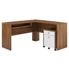 Modway - Transmit Bois Ensemble de bureau et d’armoire à dossiers - Blanc noyer-Capacité de poids : 330 lb.