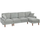 HOMCOM - Canapé sectionnel modulable avec chaise longue - gris-Conception en forme de L peu encombrante, s'adapte dans le coin du salon, de la chambre, du bureau à domicile, etc