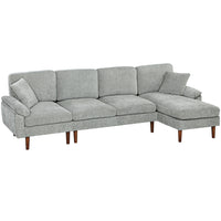 HOMCOM - Canapé sectionnel modulable avec chaise longue - gris-Conception en forme de L peu encombrante, s'adapte dans le coin du salon, de la chambre, du bureau à domicile, etc