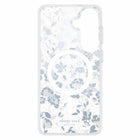 Kate Spade - Étui protecteur avec aimants pour Samsung Galaxy S26+, Parterre de fleurs bleues-Ornements luxueux en argent et cristal