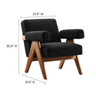 Modway - Lyra Tissu Boucle Fauteuil - Noir - Ensemble de 2-Coussins non amovibles