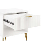 Manhattan Comfort - DUMBO Table de nuit moderne 1 tiroir 20,07" - Blanc - Lot de 2-Pieds évasés en métal doré élégants ajoutant une touche de design mode et de durabilité