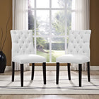 Modway - Duchess Vinyle Chaise à manger Ensemble de 2 - Blanc-Dossier boutonné luxueusement touffé