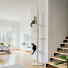 PawHut - Arbre à chat du sol au plafond 88,5 po-100,5 po avec poteaux à griffer - blanc crème-Les poteaux en sisal satisfont l'instinct de griffade de votre chat et l'empêchent d'endommager les meubles 