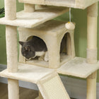 PawHut - arbre à chat 54 po avec poteaux à griffer, condos - beige-Balle jouet pour une stimulation ludique 