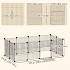 PawHut - Parc de jeu 12 panneaux pour cochons d’Inde et lapins avec porte-Le design à grille dense empêche les petits animaux comme les cochons d’Inde ou les lapins de s’échapper 