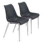 Zuo - Magnus Chaise de salle à manger - Noir/Argent - Ensemble de 2-Assemblage requis
