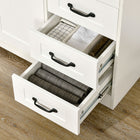 HOMCOM - Buffet moderne 41,3 po L avec 4 tiroirs et 2 portes à panneaux rainurés - blanc-Conception anti-basculement pour éviter qu’il ne tombe 