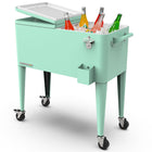 Permasteel - Glacière de patio rétro 80 pintes sur roulettes avec séparateur - menthe-Fini mat