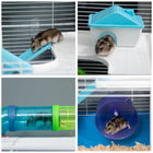 PawHut - Cage pour hamster 23 po L 5 niveaux avec système de tubes tunnels - Bleu-Couleur : Bleu, blanc