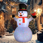 Outsunny - Bonhomme de neige gonflable de Noël 12pi avec lumière LED rotative-Les lumières LED blanches et colourées qui tournent créent un effet joyeux, magique et accrocheur 