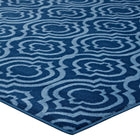 Modway - Frame Treillis marocain de transition Tapis de comédie 8 pi l x 10 pi L - Bleu marocain et bleu clair-Résistant aux taches / Facile à nettoyer