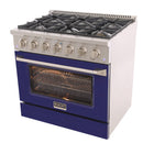 Kucht - 36 po Série KNG Cuisinière Pro Style au gaz naturel - Acier inoxydable/Bleu-Les brûleurs étanches facilitent le nettoyage de la cuisinière