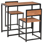 HOMCOM - Ensemble de salle à manger industriel 3 pièces pour petits espaces - noyer-Ensemble de 3 pièces composé d'une table à manger et de 2 chaises assorties