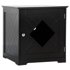 PawHut - Meuble d’appoint cache-litière pour chat - noir-Peut être utilisé comme maison de litière pour chat, table de chevet ou table d’appoint 