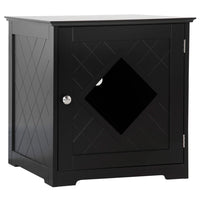 PawHut - Meuble d’appoint cache-litière pour chat - noir-Peut être utilisé comme maison de litière pour chat, table de chevet ou table d’appoint 