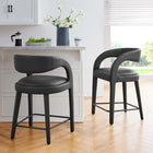 Modway - Pinnacle Cuir végane Tabouret de comptoir - Noir noir - Ensemble de 2-Rembourrage en mousse dense