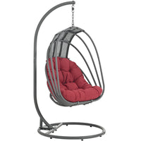 Modway - Whisk Terrasse extérieure Chaise à balançoire sans support - Rouge-Chaîne suspendue en acier ajustable de 78,5"