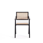 Manhattan Comfort - Fauteuil de salle à manger Hamlet 19,67 po style industriel chic - noir et cannage naturel-Assise en canne naturelle