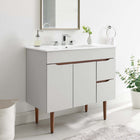 Modway - Harvest 36" Vanette de salle de bain - Gris blanc-Pieds effilés en bois d’acajou