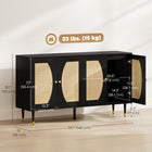 HOMCOM - Buffet 55,1 po L, armoire de rangement - noir-Panneau de particules recouvert de mélamine pour un entretien facile 