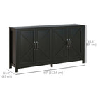 HOMCOM - Armoire de rangement de cuisine style ferme 60 po L - noir-Faibles émissions de formaldéhyde grâce au panneau de particules de grade P2 