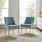 Modway - Discern Velours Performance Rembourré Chaise à manger Ensemble de 2 - Bleu clair-Sellerie en velours en polyester