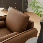 Modway - Revive Rembourré Cuir végane Fauteuil d’accent - Brown-Soutien de ressort sinueux
