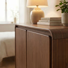 Modway - Lumo 2 portes Bois Armoire d’accent - Noyer-Mécanisme de porte à pousser pour ouvrir