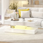 HOMCOM - Table basse effet marbre avec éclairage LED - blanc brillant effet marbre-Bande LED détachable pour plus de praticité