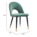 Zuo - Menlo Chaise de salle à manger - Vert - Ensemble de 2-6