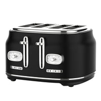 JS Gourmet - Grille-pain rétro 4 fentes extra-larges - Noir-Capacité 4 tranches