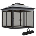 Outsunny - Abri soleil pliant 10.7 pi l x 10.7 pi L avec couverture de toit UV30+ - Gris foncé-Le gazebo pliant s'installe rapidement, votre abri extérieur est donc prêt en un rien de temps