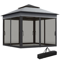 Outsunny - Abri soleil pliant 10.7 pi l x 10.7 pi L avec couverture de toit UV30+ - Gris foncé-Le gazebo pliant s'installe rapidement, votre abri extérieur est donc prêt en un rien de temps