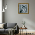 Wolf framed Black & White portrait - Impression encadree - 33" x 29"-Prêt à accrocher - livré entièrement assemblé
