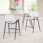 Zuo - Desi Tabouret de comptoir - Blanc/Noyer - Ensemble de 2-Dimensions: 20,7 po L x 20,3 po L x 35,6 po H