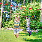 Outsunny - Ensemble de slackline ninja 33 pi, 30 pièces, corde de 10 m avec obstacles, cadre d’escalade pour enfants de 3 à 6 ans-Se suspend facilement entre 2 grands arbres espacés de 5 à 10 mètres 