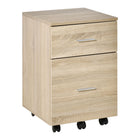 Vinsetto - Caisson mobile 2 tiroirs pour dossiers Letter/A4 avec roulettes - naturel-Rangement optimal pour garder votre bureau à domicile, votre bureau d'étude ou votre chambre en ordre 
