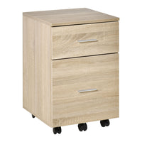 Vinsetto - Caisson mobile 2 tiroirs pour dossiers Letter/A4 avec roulettes - naturel-Rangement optimal pour garder votre bureau à domicile, votre bureau d'étude ou votre chambre en ordre 
