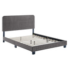 Modway - Celine Chenal Touffé Performance Velvet Lit de plateforme complet, Gris-Lit de plateforme complet
