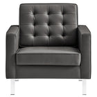 Modway - Loft Touffe Cuir végane Fauteuil - Gris argenté-Capacité de poids : 330 lb
