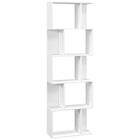 HOMCOM - Étagère géométrique à 5 niveaux pour bureau à domicile - blanc-La bibliothèque moderne en forme de S offre cinq étagères superposées pour un affichage pratique dans votre maison ou bureau 