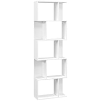 HOMCOM - Étagère géométrique à 5 niveaux pour bureau à domicile - blanc-La bibliothèque moderne en forme de S offre cinq étagères superposées pour un affichage pratique dans votre maison ou bureau 