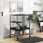 PawHut - Cage à deux niveaux pour furets, rats, cochons d’Inde 24 po L x 18 po l x 34 po H - noir-Rampe, bouteille d'eau et gamelle incluses 