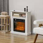 HOMCOM - Foyer électrique 27 po avec manteau et télécommande, blanc-L'effet de flamme est utilisable sans chaleur pour un plaisir tout au long de l'année  