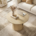HOMCOM - Table basse ronde 31,5 po avec rangement - bois naturel-La structure en MDF et acier supporte jusqu’à 33 lb en toute sécurité