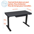 Motionwise - Bureau de la série M2 48 po de largeur, Motionwise - Bureau électrique assis-debout avec double moteurs et tiroir coulissant - Noir-Système de contrôle motorisé avec 4 hauteurs préréglées en mémoire 
