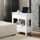 HOMCOM - Table d’appoint avec station de charge et ports USB - blanc-Patins antidérapants empêchent les rayures sur le sol 